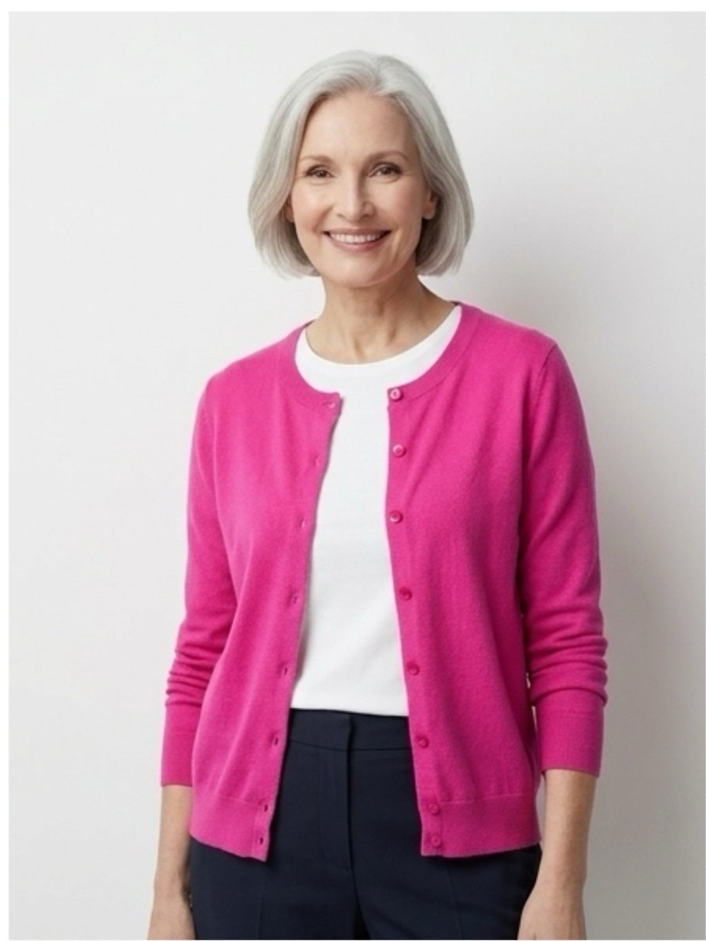 Talbots Bright Pink Pima Cotton Cardigan - Size Medium